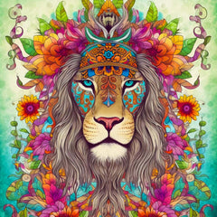 Diamond Painting - Hippie Löwe - gedruckt in Ultra-HD - Neu eingetroffen, Quadratisch, Tiere