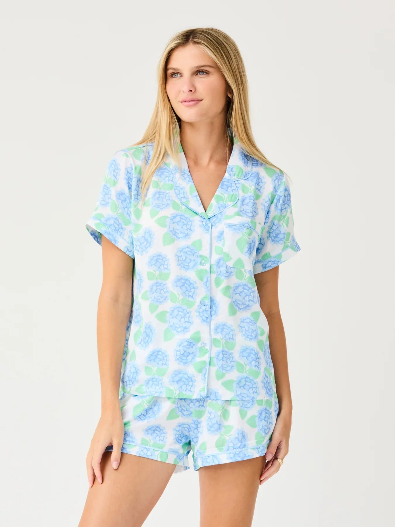 Mary Square Charlotte Satin Shorts Set Summerfair Blue