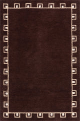 Isolated view of Dark Brown Rectangle Yves Bordered Wool Rug by Nate Berkus, showcasing its design