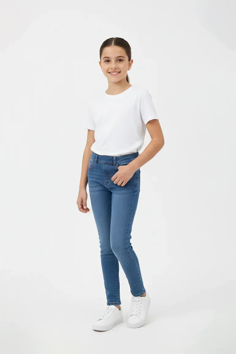 Medium Wash Skinny Denim Jegging For Girl - Mid Blue - MEME