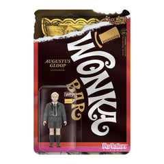 Willy Wonka The Chocolate Factory ReAction Figures Wave 02 packaging for Augustus Gloop with gold foil artwork