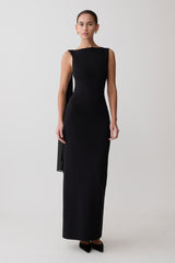 Farid Bandage Midi Dress With Chiffon - Black