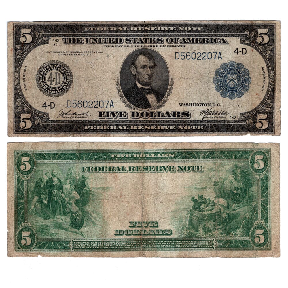 1914 $5 Federal Reserve Bank of Cleveland Fr. 856 - Fine