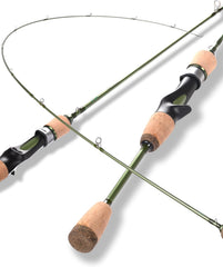 LITTMA Wild Streams Ultralight Spinning&Casting Trout Rod, 2-Piece Fishing Rod for Crappie, Panfish & Micro Fishing, Green Carbon Fiber Blank with Cork Handle, 5’6”/6’/6’6”/7’