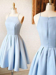 Light Blue Short Knee-Length Bridesmaid Dresses Light Blue Short Prom Dress 18021601-Dolly Gown