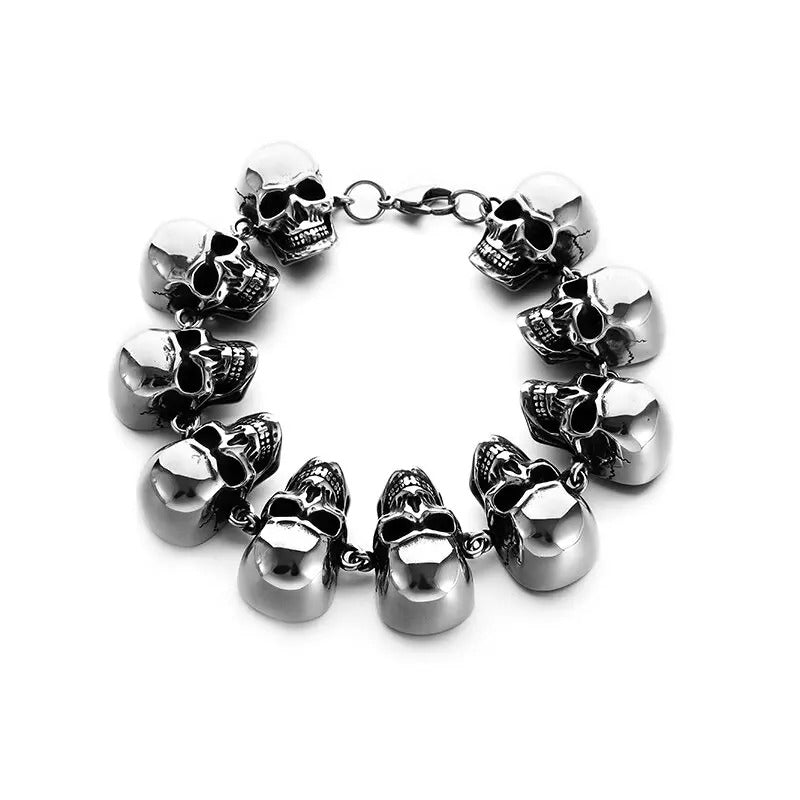 Bracelet Tête de Mort Style Gothique en acier